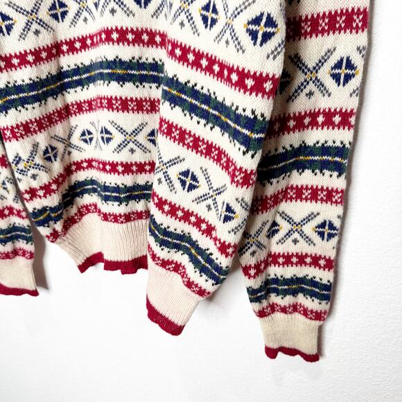 Vintage Cambridge Classics Slouchy 100% Wool Fairisle Grandpa Heavy Knit Sweater - Picture 6 of 7